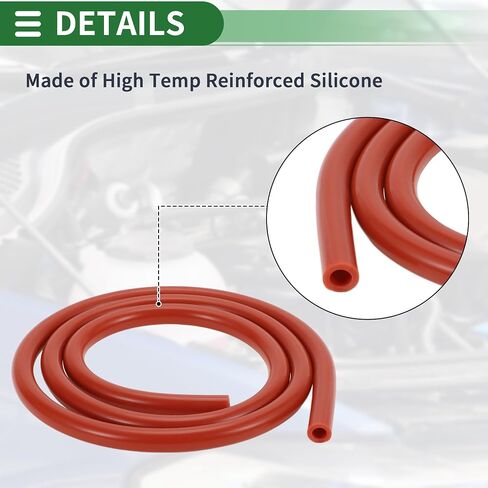 Motoforti Silicone Vacuum Tubing Hose Automotive Vacuum Line 3.3Ft 3/4/5/6/8/10mm ID 2mm Thickness High Temperature Red 1 Set 130PSI Max Pressure in Saudi Arabia