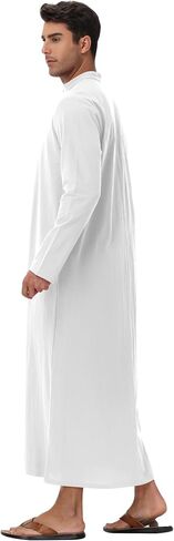 NANAMEEI Thobe for Men Long Sleeve Muslim Kaftan Cotton Linen Islamic clothing Mens Caftan M-3XL in Kuwait