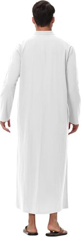 NANAMEEI Thobe for Men Long Sleeve Muslim Kaftan Cotton Linen Islamic clothing Mens Caftan M-3XL in Kuwait