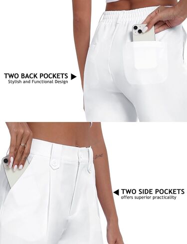 MoFiz Dress Shorts for Women Business Casual Summer Pleated Tailored Elastic Waist Work Office Trouser Shorts with Pockets in Saudi Arabia