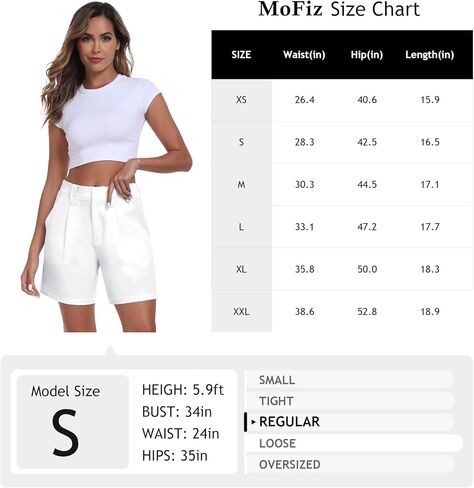 MoFiz Dress Shorts for Women Business Casual Summer Pleated Tailored Elastic Waist Work Office Trouser Shorts with Pockets in Saudi Arabia