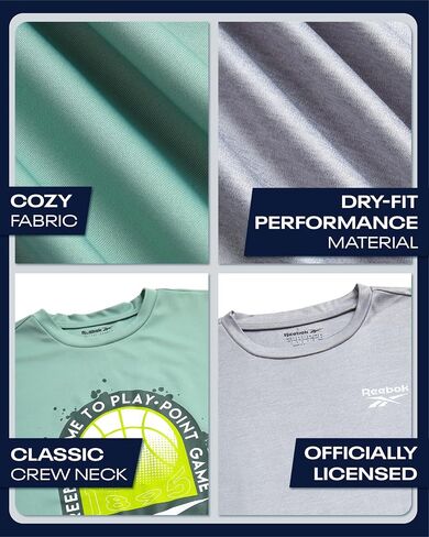 Reebok Boys Shirts - 4 Pack Active Performance Dry Fit T Shirt - Athletic Boys T Shirts Kids Training Tops (8-20) in Kuwait