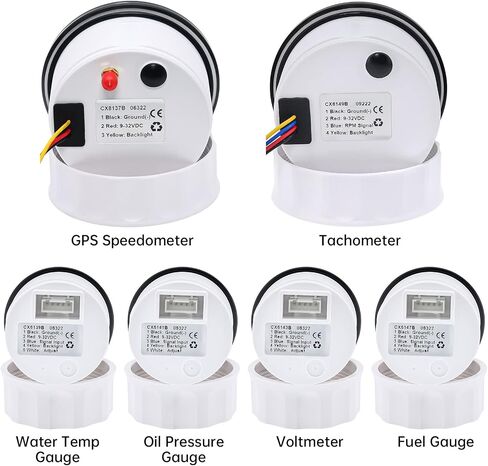 ARTILAURA 6 Gauge Set-85mm GPS Speedometer 120MPH, Tachometer, 52mm Fuel Level, Water Temperature, Oil Pressure, Voltage 7 Color Boat Gauges Kit for Marine AUTO (All Black) in Saudi Arabia