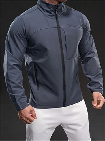 Men's Lightweight Softshell Jacket Waterproof Windbreaker Work Jackets Coats Hiking Outdoor with Pockets in Saudi Arabia