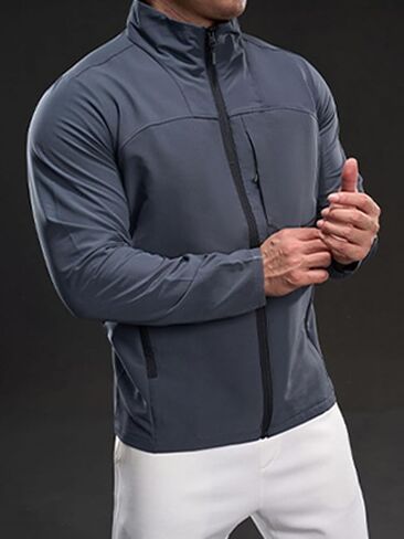 Men's Lightweight Softshell Jacket Waterproof Windbreaker Work Jackets Coats Hiking Outdoor with Pockets in Saudi Arabia