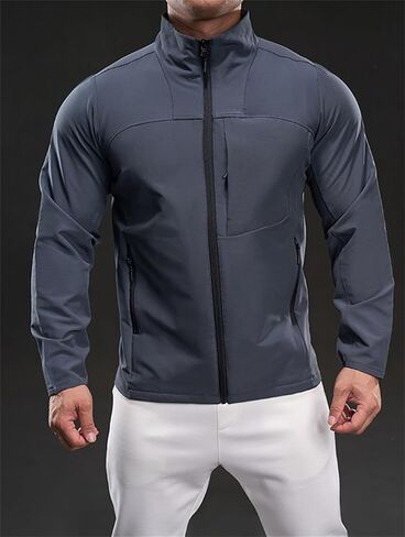 Men's Lightweight Softshell Jacket Waterproof Windbreaker Work Jackets Coats Hiking Outdoor with Pockets in Saudi Arabia