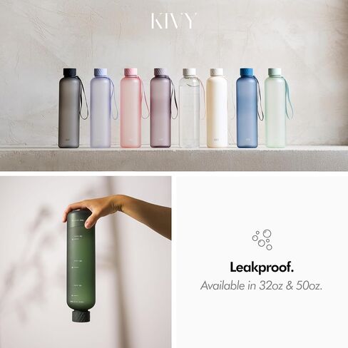KIVY Slim Water Bottle 22oz [Lightweight & Shatterproof] - Reusable Tritan Water Bottle - Leak Proof Bottle for Women & Men - Water bottle no straw - Dishwasher Safe - BPA Free in Saudi Arabia