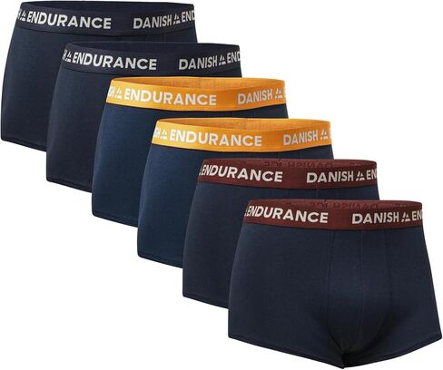 DANISH ENDURANCE Men's Cotton Trunks Low Rise, Soft Short Boxer Briefs, Stretch Fit, Tag-Free, Comfortable Underwear, 6-Pack in Saudi Arabia