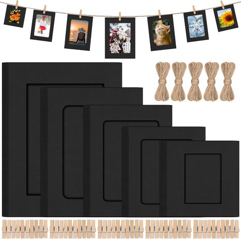 40 Set 3" Paper Picture Frames, Includes Colorful Cardboard Photo Frames with Wooden Clips, Strings for Home Decor in Saudi Arabia