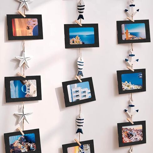 40 Set 3" Paper Picture Frames, Includes Colorful Cardboard Photo Frames with Wooden Clips, Strings for Home Decor in Saudi Arabia