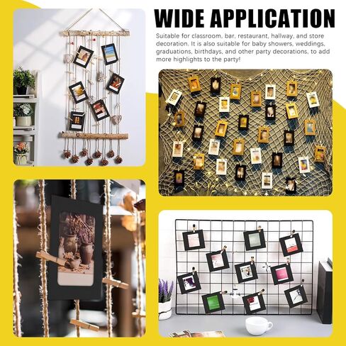40 Set 3" Paper Picture Frames, Includes Colorful Cardboard Photo Frames with Wooden Clips, Strings for Home Decor in Saudi Arabia