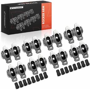 A-Premium 16PC Stainless Steel 1.5 Ratio Roller Rocker Arms Kit 3/8" Studs Compatible with Chevy Small Block SBC 350 V8 Engines, with Needle Bearings