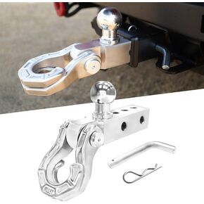Musixia split Shackle Trainer Hitch Recever و 2 بوصة الكرة مع دبوس معلق قفل مضاد للسرقة ، خطاف 51000 رطل وخطاف مقطورة قابلة للدوار ، استرداد القطر الشاق.