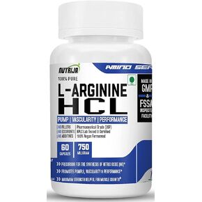 L-Arginine HCL Capsules - Highest Bioavailability Form of L-Arginine | Maximum Strength, Nitric Oxide Precursor (60 Capsules)