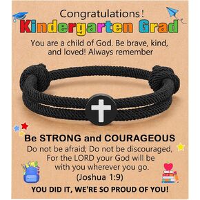 UNGENT THEM Happy Graduation Gifts Adjustable Braided Rope Cross Bracelet Kindergarten 5th 8th Grade Graduation Gifts for Men Boys