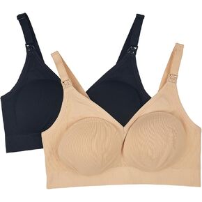 Bravado Designs 2-Pack Body Silk Seamless Maternity & Nursing Bra Bundle, in Black & Butterscotch (XX-Large)