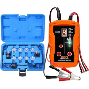THIKPO Fuel Injector Tester with 8 Pulse Modes, 2 Fuel Injectors Simultaneously Test,4 Size Cleaning Adapters and Noid Light Tester Kit