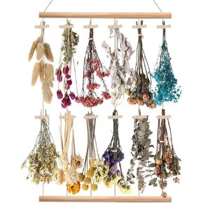 Giegxin 20'' Natural Dried Flower Rack Dried Flower Wall Hanging for Boho Farmhouse Wall Decor Mix Floral Bouquets for DIY Kitchen Bathroom Lavender
