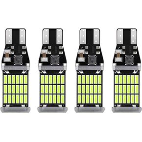 4pcs 921 LED مصباح إضاءة عكسي T15 T10 912 W16W 4014 45SMD 3RD LED LED LED 6000K ERROR FREE 360 درجة شرائح مشرقة احتياطية الأضواء النهارية للركض الشاحنة (أبيض)