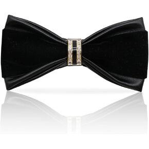 Sequin Velvet Bow Tie for Men, Leather Two-tone Mens Bow Tie Adjustable Pre-Tied Bowtie Men for Wedding Party Prom