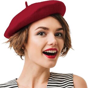 Kangaroo Vintage Classy French Hats - Stylish Wool for Adults for Cosplay and Costume Party - Beret for Men and Women Burgundy