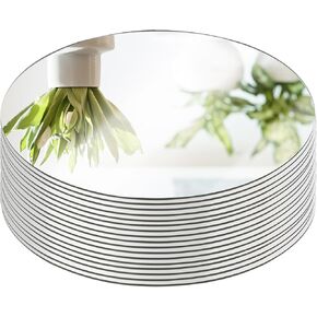 16 Pack 8 Inch Acrylic Round Mirrors for Centerpieces, 2 mm Thickness Non-Glass Mirror Circle Plate, Round Acrylic Mirror Trays for Tables Centerpieces, Wedding, Home Wall Decoration(Silver)