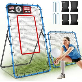 2-in-1 Volleyball Rebounder Net, Adjustable from 7x4 ft to 4x4.5 ft, 4-Angle Bounce Back Net, Training Equipment for Volleying, Bumping, Spiking, Multi-Sport Practice, Resists Twisting
