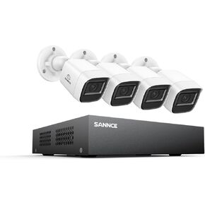 SANNCE 1080P Wired Security Camera System with 1TB Hard Drive, 5-in-1 Hybrid 8CH DVR and 4Pcs Surveillance CCTV Cameras with 100ft Night Vision, IP66 Waterproof, Easy Remote Access, 24/7 Recording