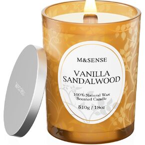 M&SENSE Eucalyptus Lavender Candle, Wooden Wick Scented Candle Gifts for Women, 100 Hours Slow Burning Natural Soy Candles 18oz, Stress Relief Aromatherapy Candles Home Decor, Gifts for Her Him