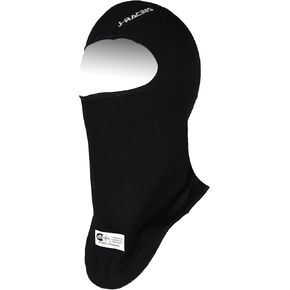 J-RACING® Racing Balaclava, Lightweight Aramid Knit, SFI 3.3 Certified, Flame Retardant, Stretch Fit & Breathable Head Sock for Auto Racing- Black