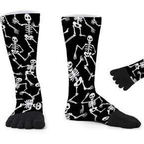 Novelty Funny Toe Socks, Chirstmas or Birthday Gift for Men and Women, Crazy Silly Print Crew Dress Socks, One Size
