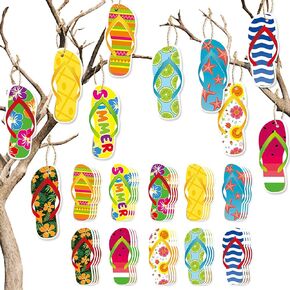 Lasting Surprise Summer-Hawaiian Luau Beach Party Decorations Tree Ornaments - 30pcs Tropical Pool Home Offie Wall Hanging Decor,Flip Flop Paper Crafts Tags,Birthday Baby Shower Bachelorette Supplies