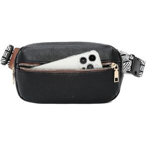 FOXLOVER Belt Bag for Women & Men, Fashion Soft Leather Fanny Pack Waist Bag, Adjustable Crossbody Purse for Travel Running