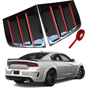for Dodge Charger 2011-2024 Side Window Louvers Air Vent Scoop Shades Cover Blinds ABS (Carbon Fiber Black)
