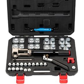 Hydraulic Brake Line Flaring Kit, 45° Double Flaring Tool for 3/16"-1/2" Copper Tubes | 33-Piece Set with Tube Cutter, Deburrer & Professional Brake Repair Tools