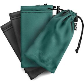 Edison & King Gasses Case and Classes Cleaning Cloth في واحد - حزمة من 4 أكياس - استخدم كحالة نظارة شمسية وقماش تنظيف الألياف الدقيقة (مزيج)
