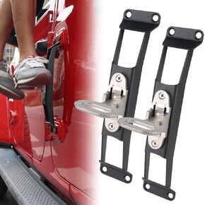 Side Door Hinge Steps JL Black Folding Foot Rest Pedals No Drilling Hollow Skid Textured Metal Exterior Foot Pegs to Rooftop Compatible with JL JLU Side Step Rail Accessories,2pcs
