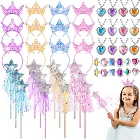 48Pcs Princess Wands Party Favors Glitter Star Fairy Wands Magic Wand Glitter Sequin Headbands Girls Pink Sequins