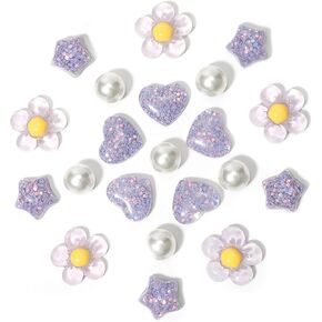 21Pcs Flower Shoe Charms for Clog Sandals, Heart, Star, Pearl Charms Accessories for Girls, DIY Shoe Decoration Charms for Women, Party Favor