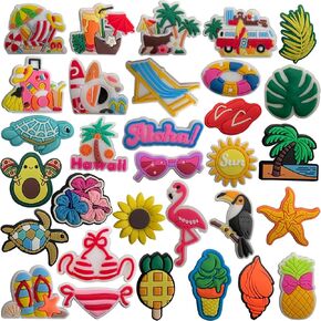 monochef Shoe Charms for Kids Adults: 32 Pack Cute Animal Cartoon Shoe Decoration Charms, Shoe Charm, Charms for Shoes Bracelet Wristband Clog Sandals Birthday Party Favors Gifts Boys Girls Teens