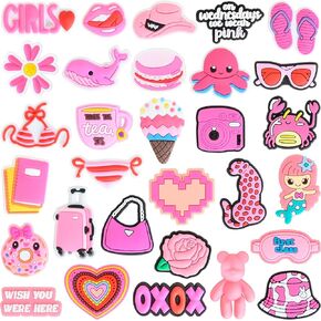 Random Shoes Charms for Girls Boys Teens, 30PCS Vibrant Shoe Decoration Charms Beach Sandals Accessories