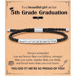 5th/8th Grade Graduation Gifts for Her, Engraved Beautiful Girl You Can Do Amazing Things Adjustable Bracelet, Elementary Middle School Graduate Gifts