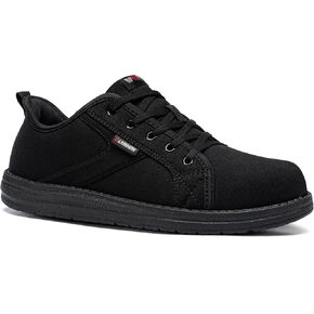 Larnmern Slip on Steel Toe Shoes Women Work Walking Skate Mly Hands Free Safety Tennis Shoes