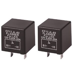 2 Packs CF-13 LED Flasher Relay, 3 Pin Electronic Flasher Universal 12V Car Turn Signal Relay for LED Turn Signal Light Bulbs Hyper Blink Flash No Flash