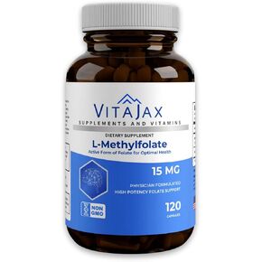 L Methylfolate 15mg | 120 Caps | Value Pack | Max Potency | Active Folate | Gluten Free | Methyl Folate 5-MTHF | No Filler