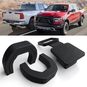 Automobile Towing Hook Cover, Trailer Hitch Cover Compatible with RAM 1500 Accessories 2019-2025. Customized 2-Inch Trailer Hitch Receiver Cover, Tube Plug (Red-Black)