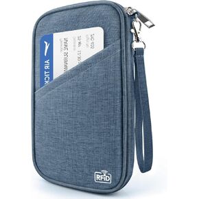 عائلة جواز سفر عائلة RFID منظم وثيقة السفر للنساء مقاوم للماء محفظة محفظة القضية المحمولة للبطاقات ، تمريرة الصعود ، الهوية ، المال ، التذاكر مع ZIPPER