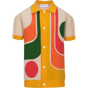 Oxknit Mens Casual 60s الرجعية الهندسية المحبوك