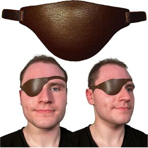 Brown Leather Eye Patch for Adults - Adjustable Medical Eye Patches for Left and Right Eyes
