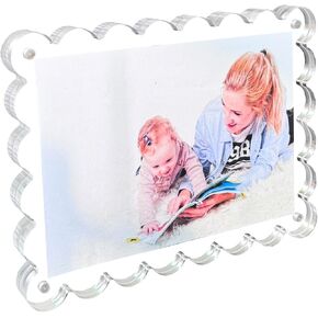 2 PCS إطار صورة أكريليك ، 5 × 7 بوصة إطارات مغناطيسية ، إطارات مغناطيس مزدوجة الوجهين 10+10 مم إطار صورة واضح لعرض سطح المكتب (حزمة 2)
